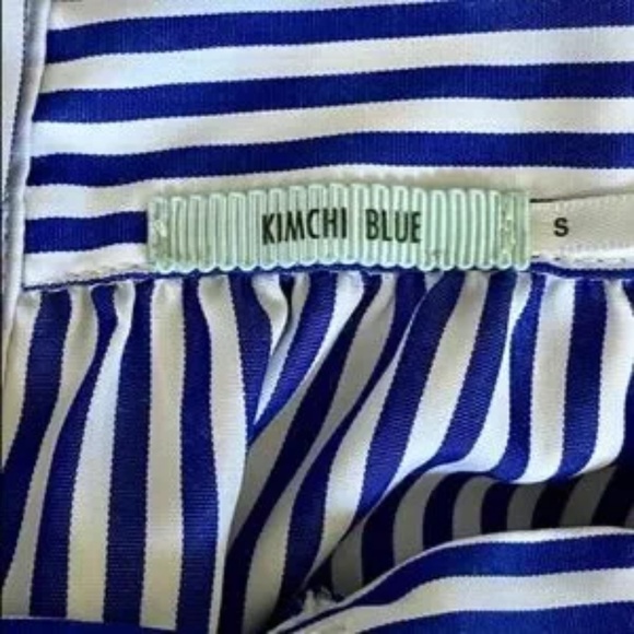 Kimchi Blue Urban Outfitters Striped Off-Shoulder Tie-Back Top White/Blue Size S - Picture 4 of 12